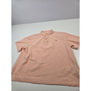 Ralph Lauren Polo Shirt Mens 3XB Peach Knit Oxford Big & Tall Short Sleeve